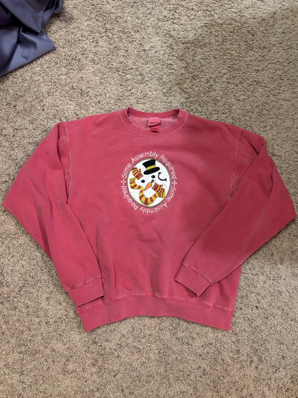 Anvil Pink Snowman Crewneck Sweatshirt